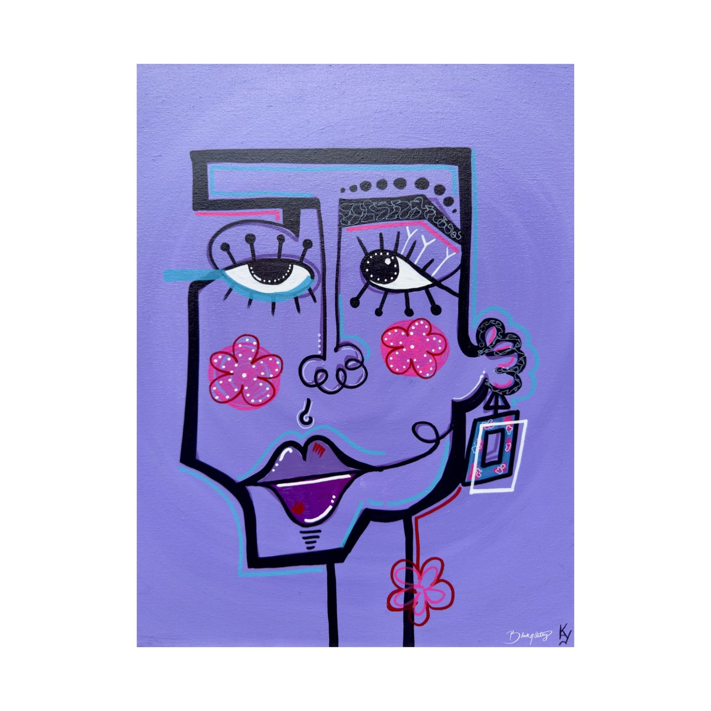 The Purple Face Original Art Satin Print
