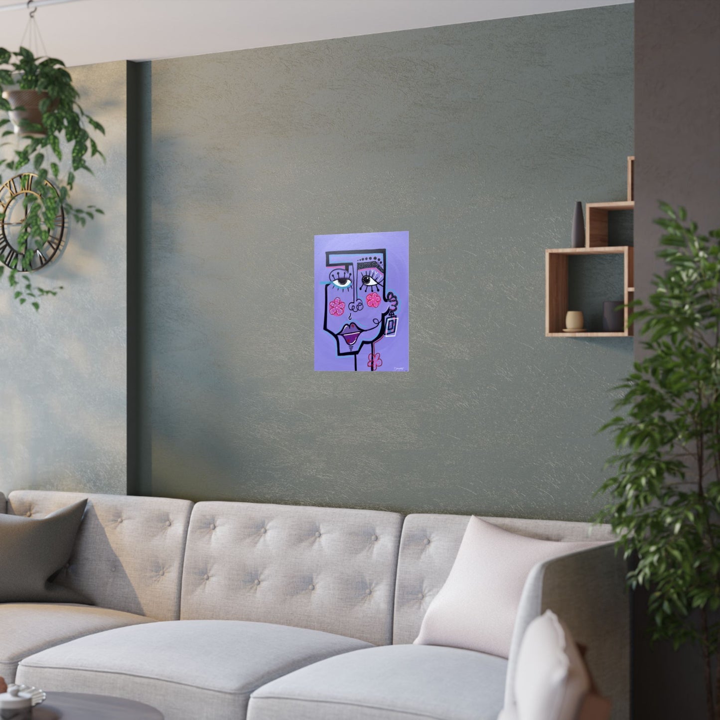 The Purple Face Original Art Satin Print
