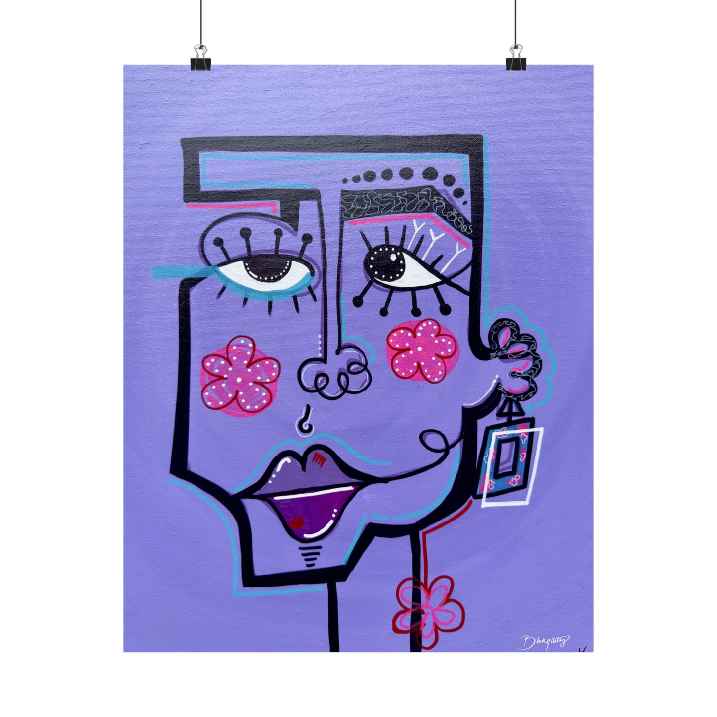 The Purple Face Original Art Satin Print