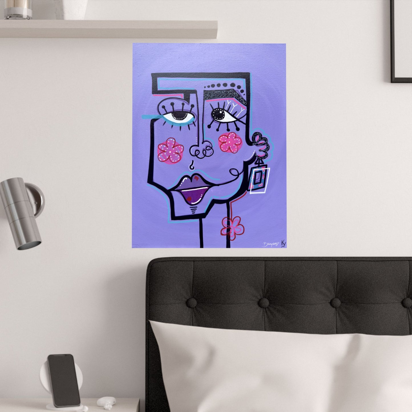 The Purple Face Original Art Satin Print