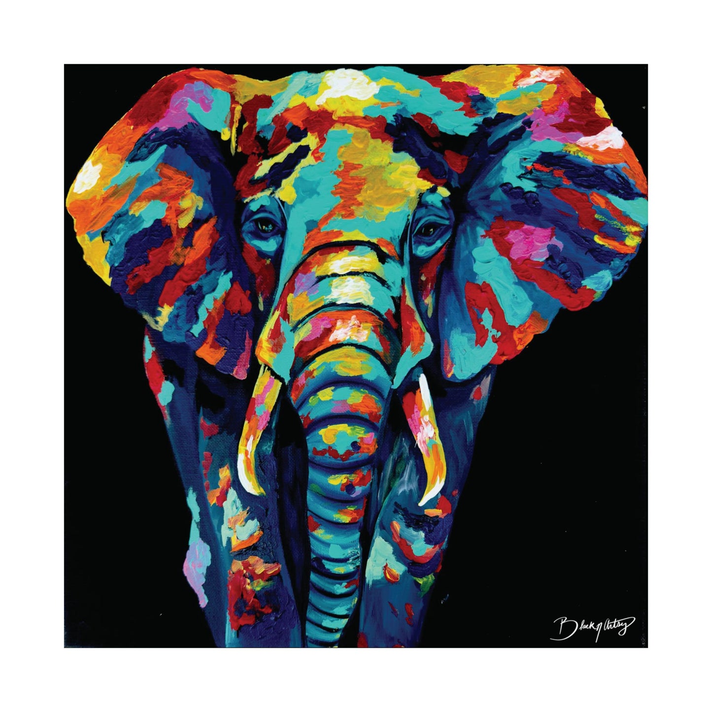 Elephant Good Luck Original Art Satin Poster Print