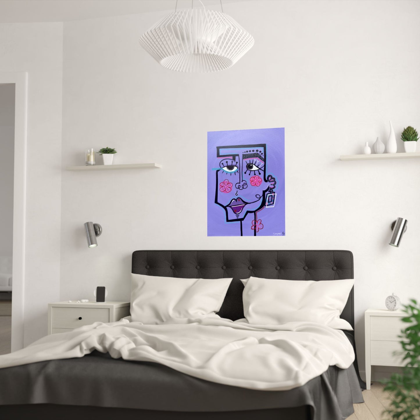 The Purple Face Original Art Satin Print