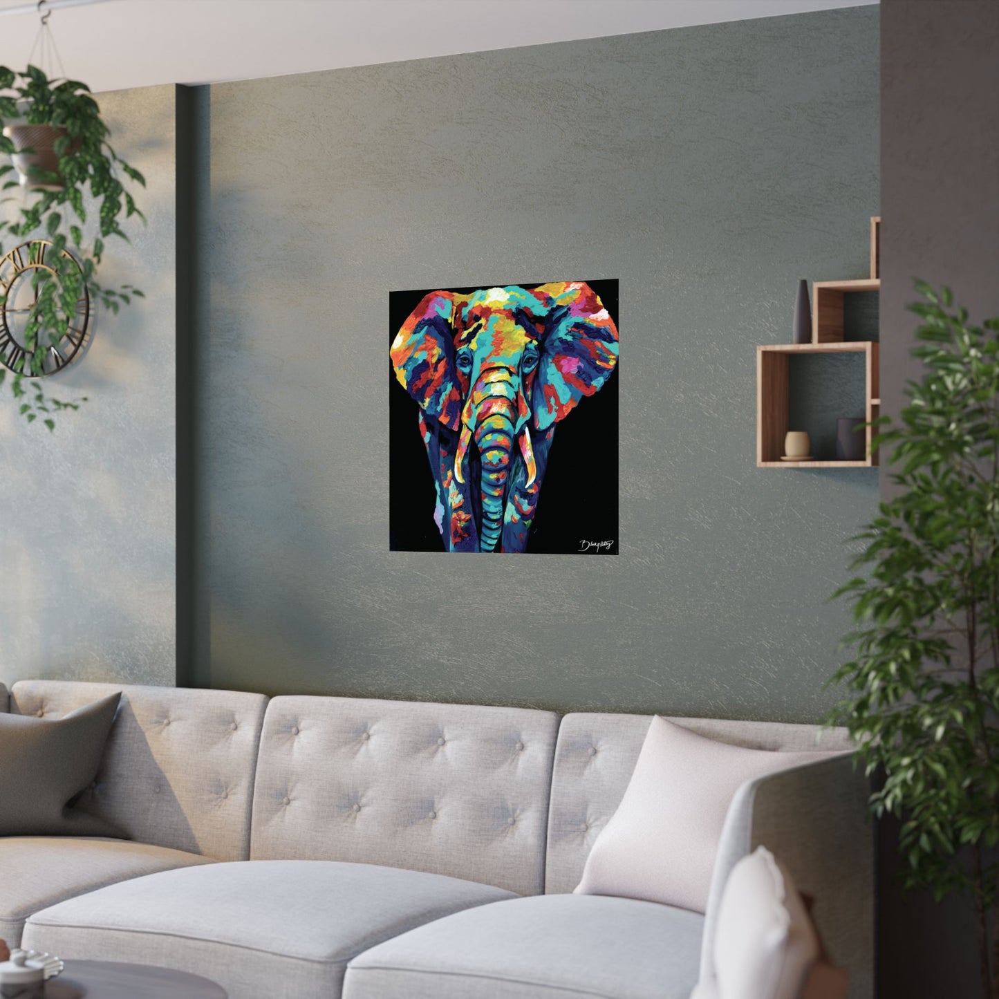 Elephant Good Luck Original Art Satin Poster Print