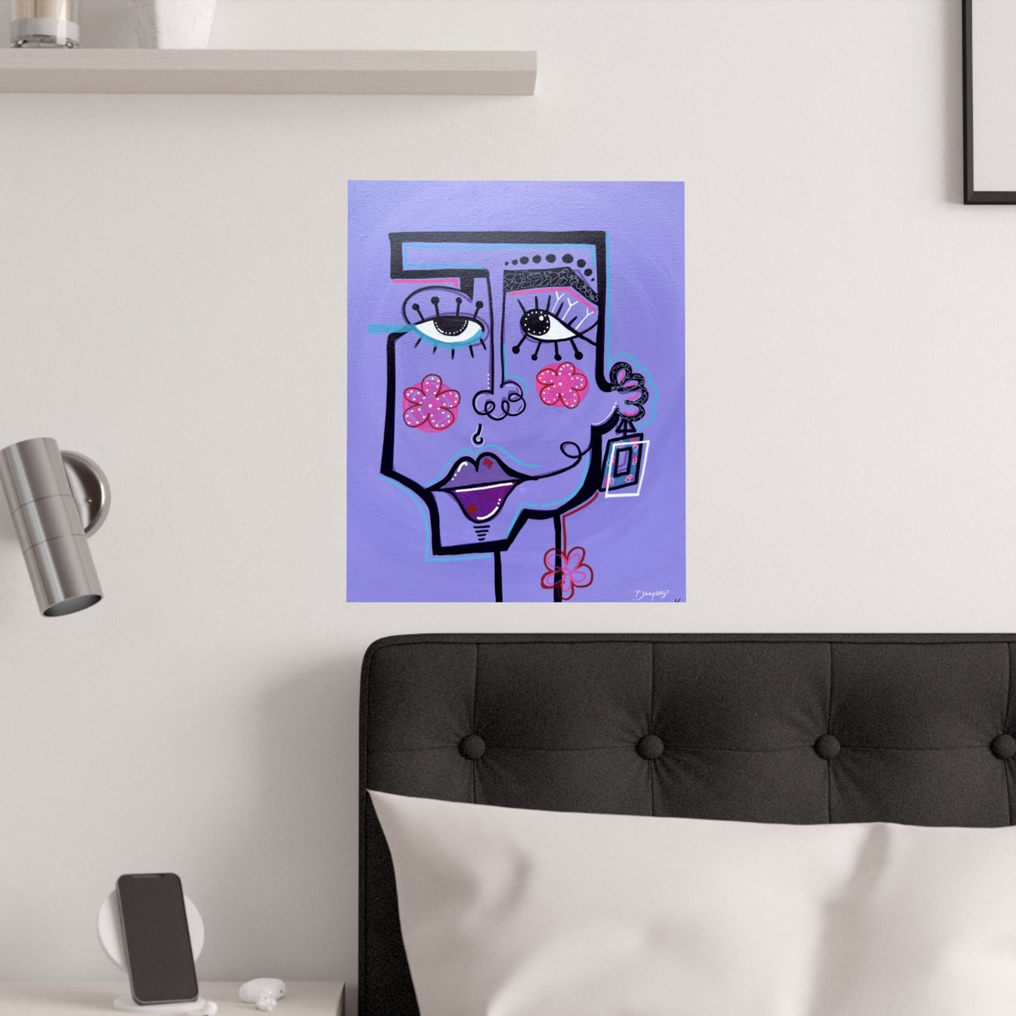 The Purple Face Original Art Satin Print