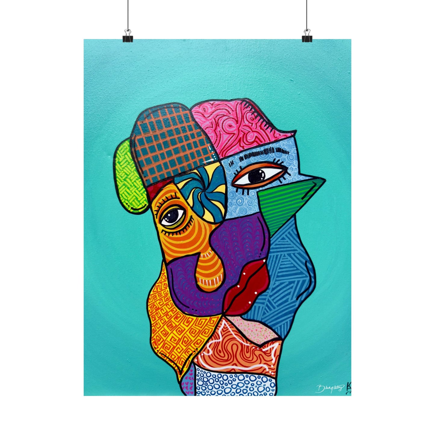 My Different Faces Original Art Satin Print
