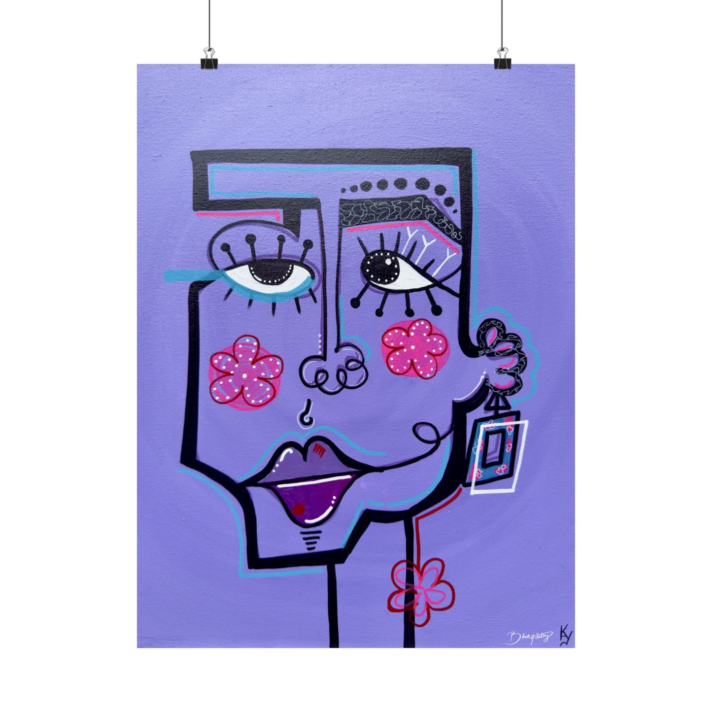 The Purple Face Original Art Satin Print
