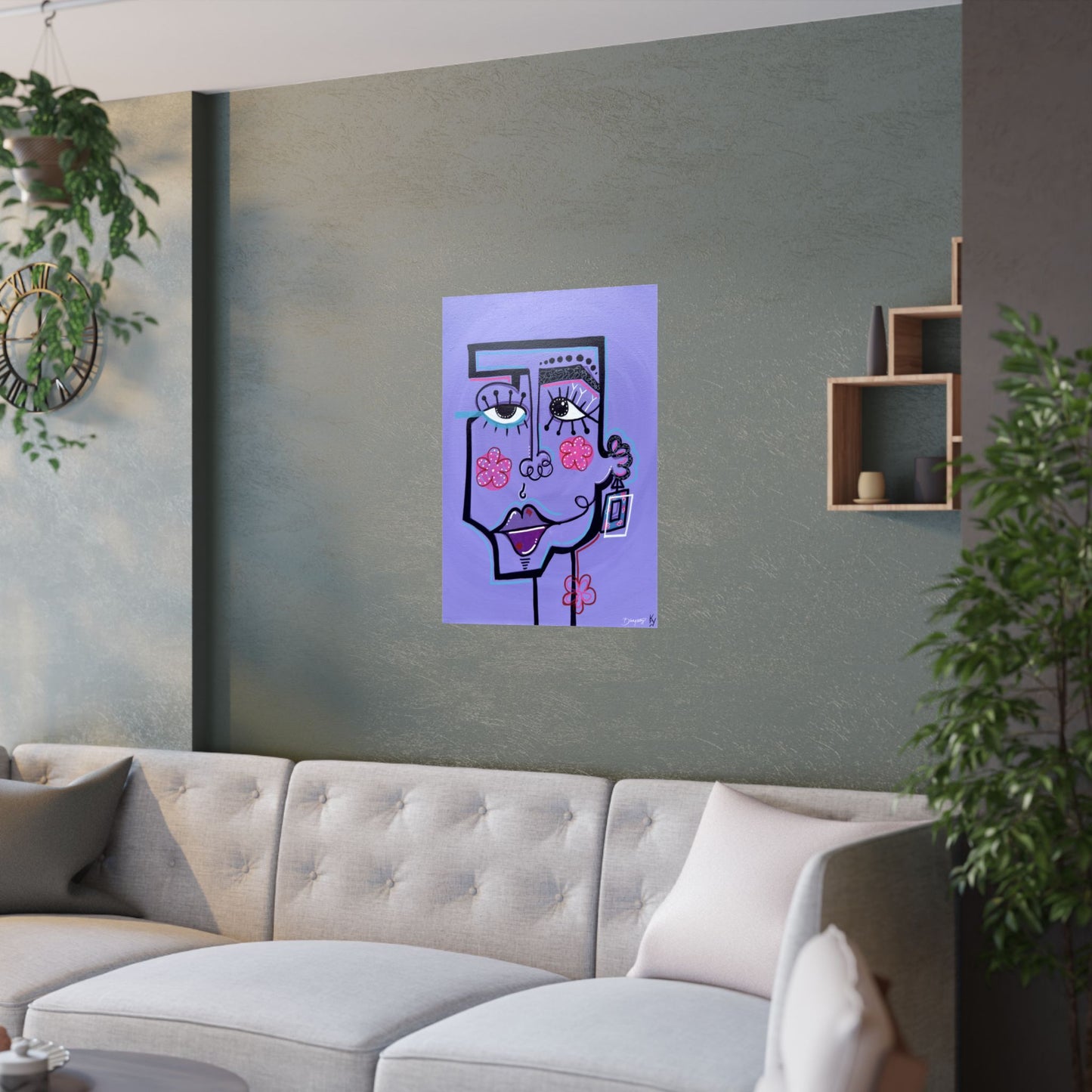 The Purple Face Original Art Satin Print