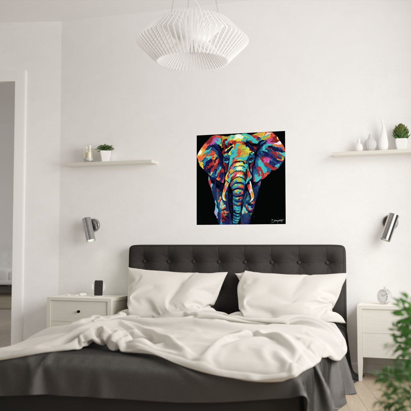 Elephant Good Luck Original Art Satin Poster Print