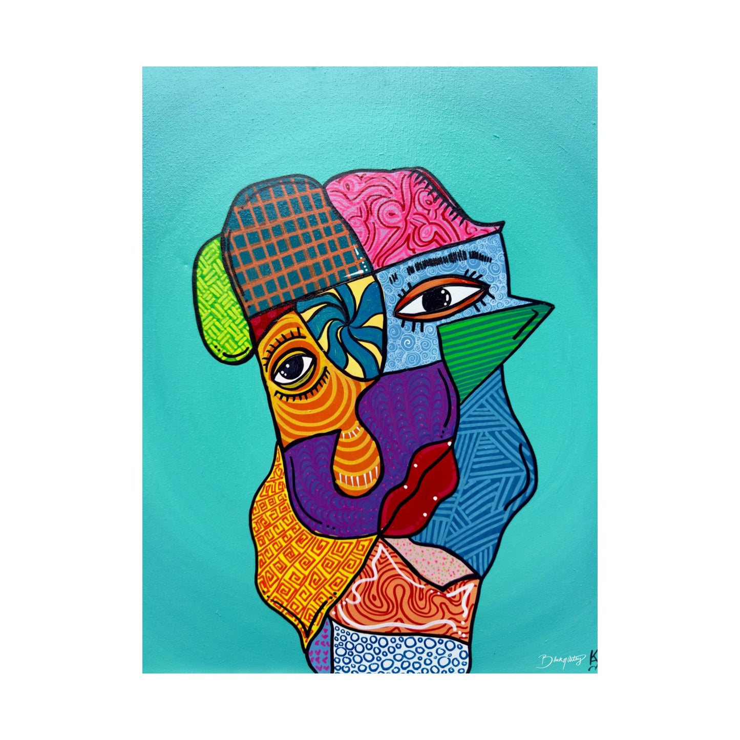 My Different Faces Original Art Satin Print
