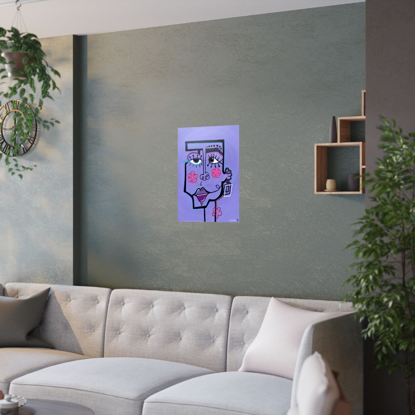 The Purple Face Original Art Satin Print