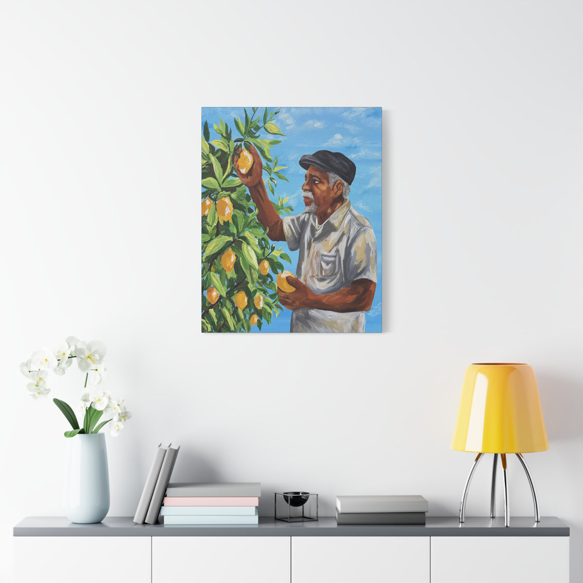 Grandpas Lemons Black Family Canvas Art | Blue Kitchen Wall Decor