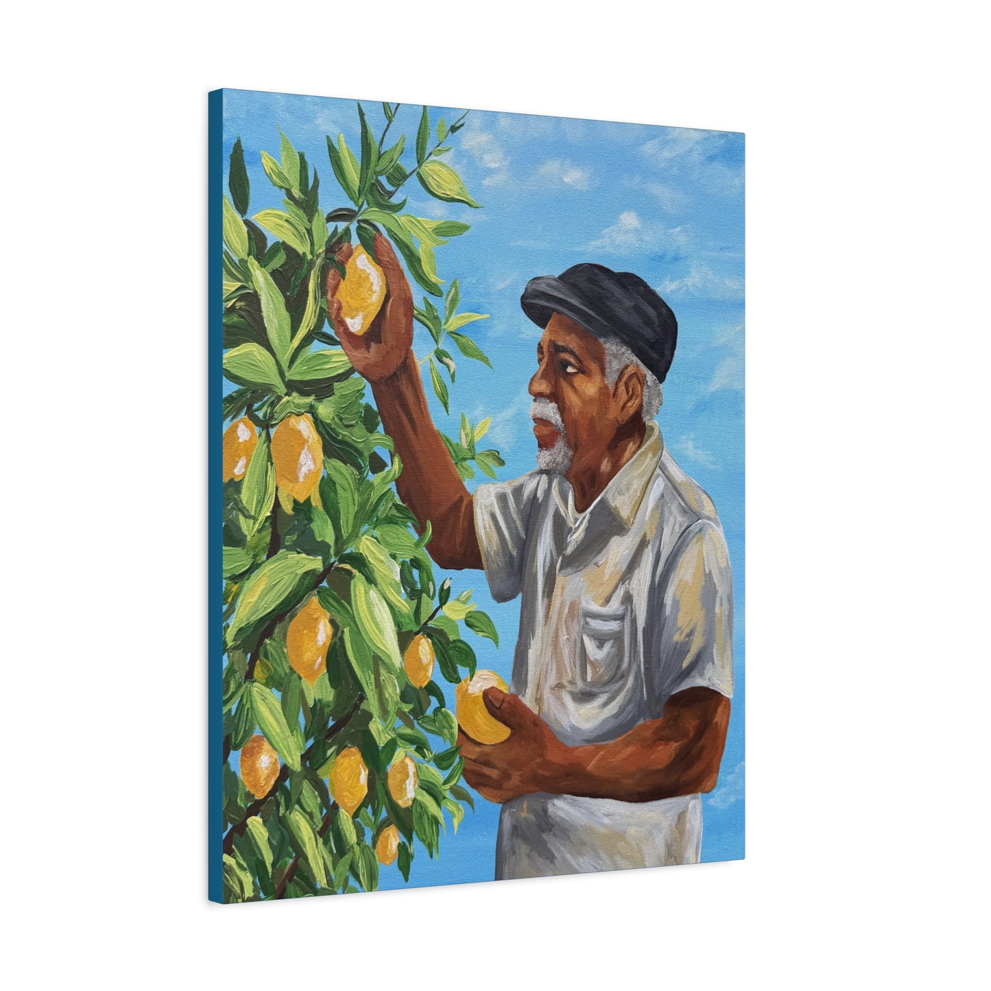 Grandpas Lemons Black Family Canvas Art | Blue Kitchen Wall Decor
