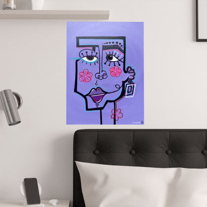 The Purple Face Original Art Satin Print
