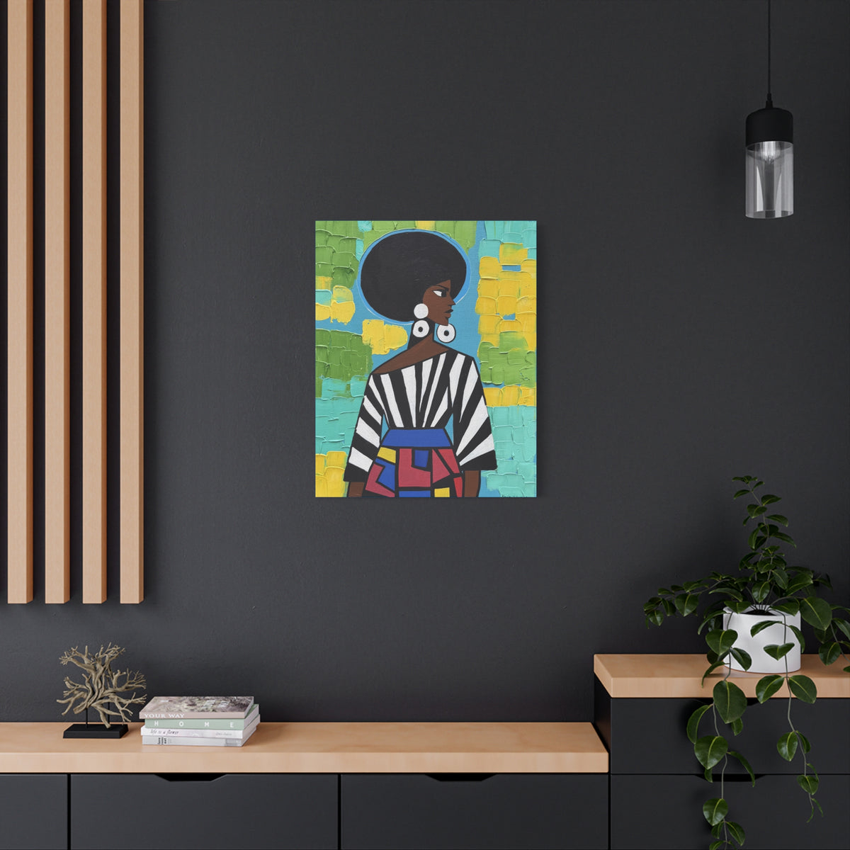 Modern Muse Black Woman Canvas Art | Colorful Afrocentric Wall Decor
