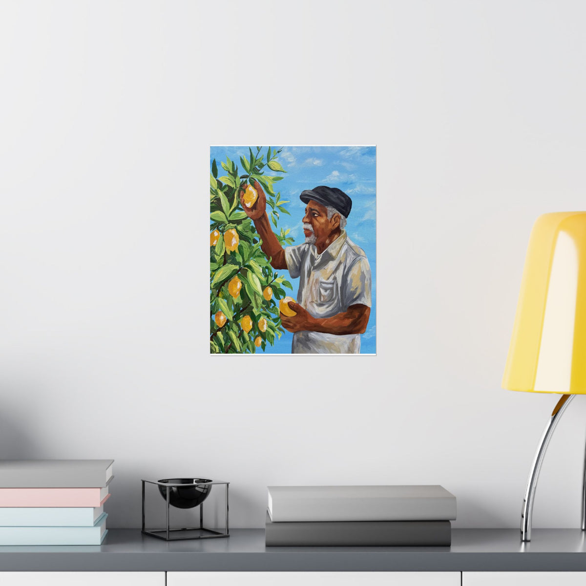 Grandpas Lemons Black Family Art Print | Blue Kitchen Wall Decor