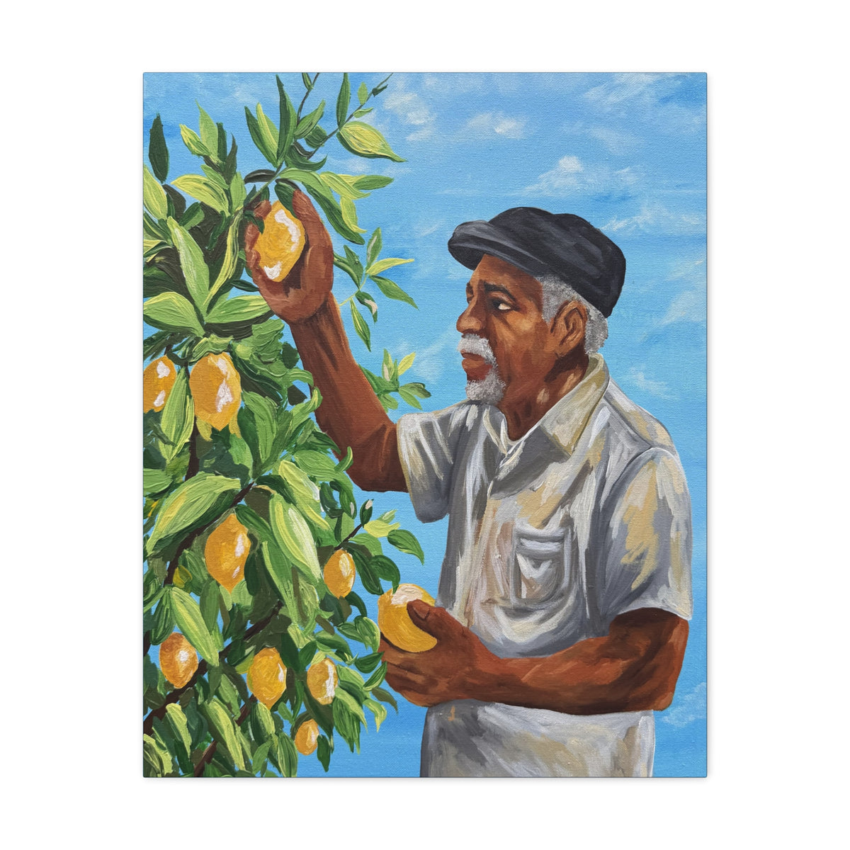 Grandpas Lemons Black Family Canvas Art | Blue Kitchen Wall Decor