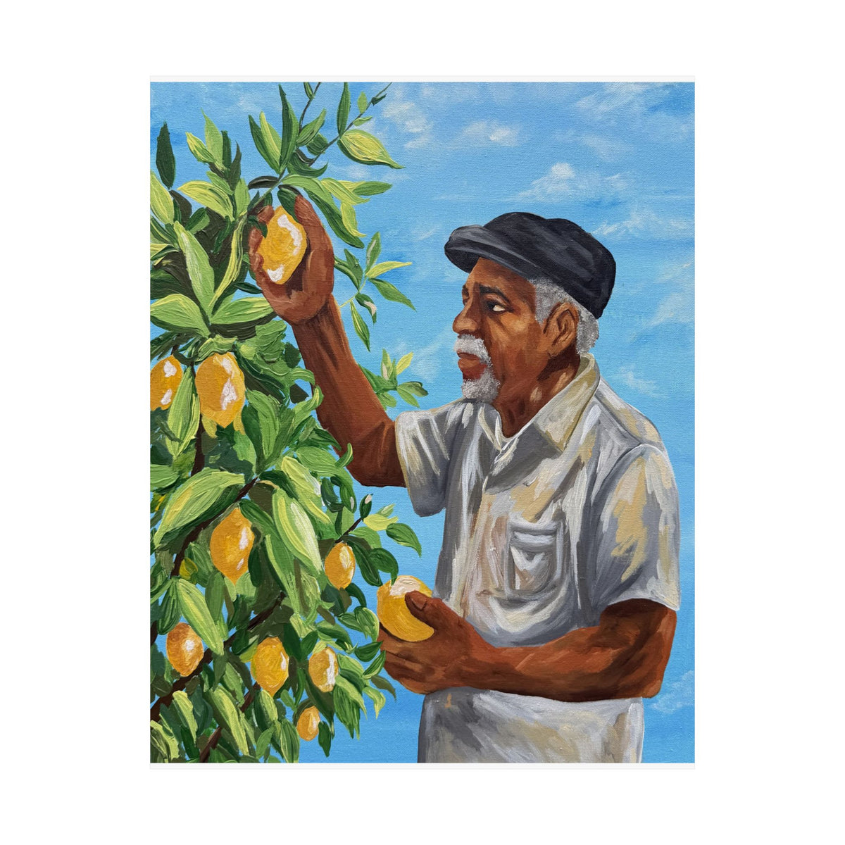 Grandpas Lemons Black Family Art Print | Blue Kitchen Wall Decor
