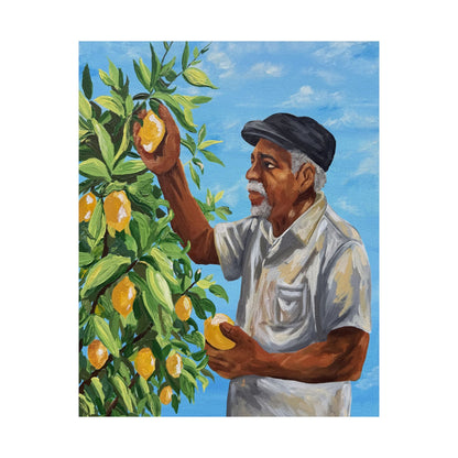 Grandpas Lemons Black Family Art Print | Blue Kitchen Wall Decor