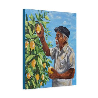 Grandpas Lemons Black Family Canvas Art | Blue Kitchen Wall Decor