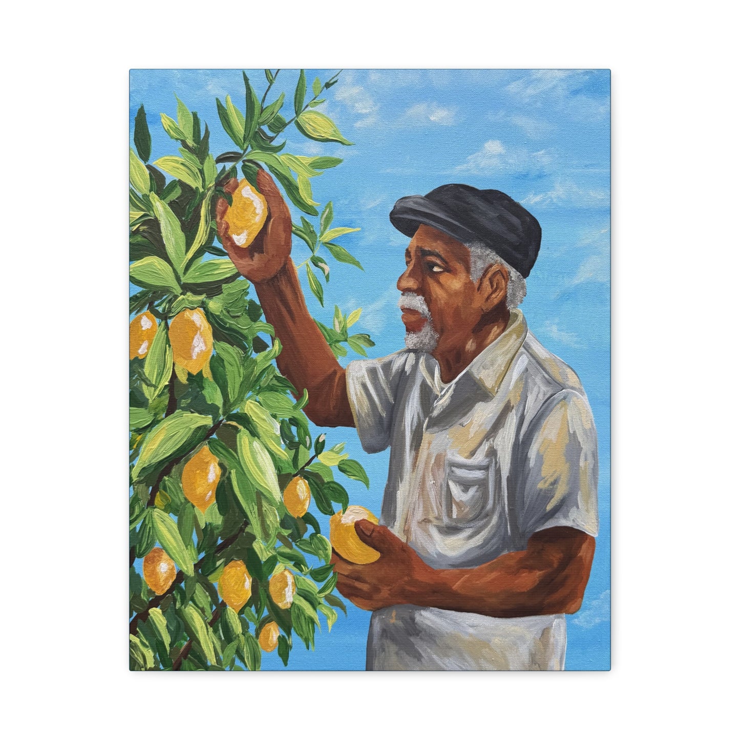 Grandpas Lemons Black Family Canvas Art | Blue Kitchen Wall Decor