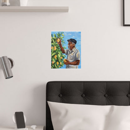 Grandpas Lemons Black Family Art Print | Blue Kitchen Wall Decor