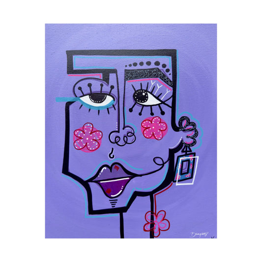 The Purple Face Original Art Satin Print