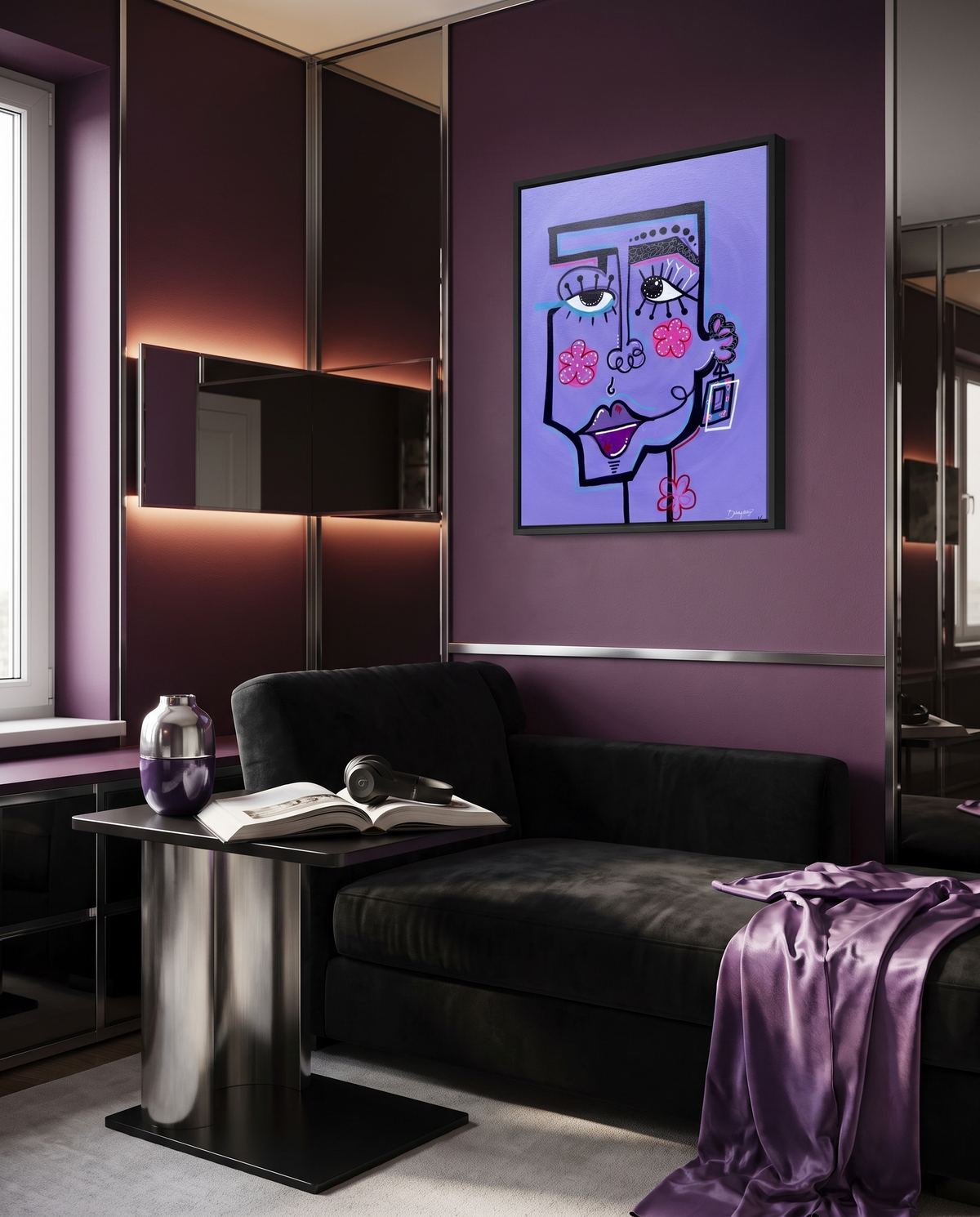 The Purple Face Original Art Satin Print