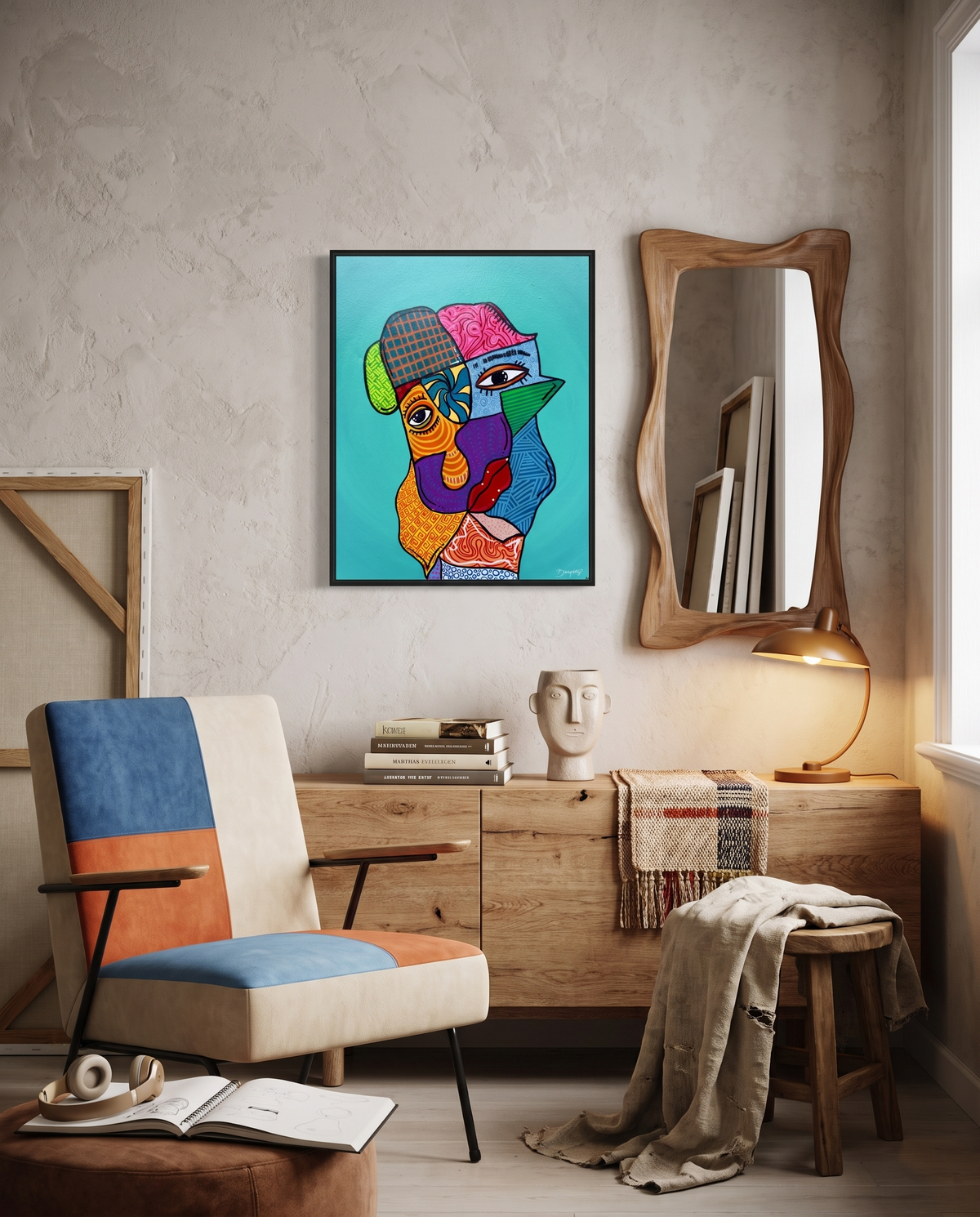 My Different Faces Original Art Satin Print